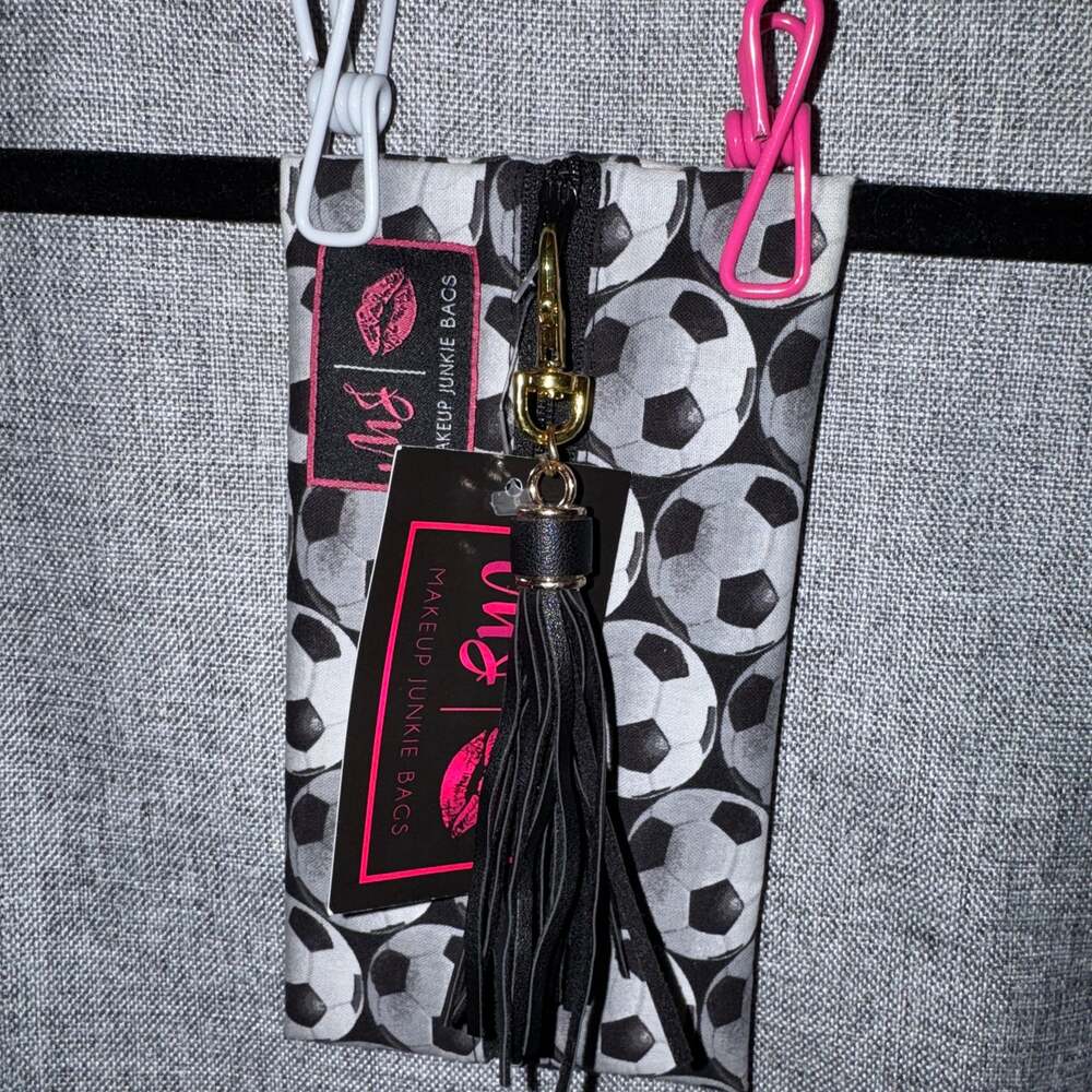 Makeup Junkie Micro Soccer Keychain Accessory Bag with Tassel